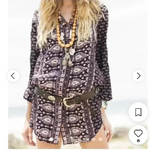 RARE Spell Gypsiana Button-down Shirt Dress size XS - Picture 2 of 9